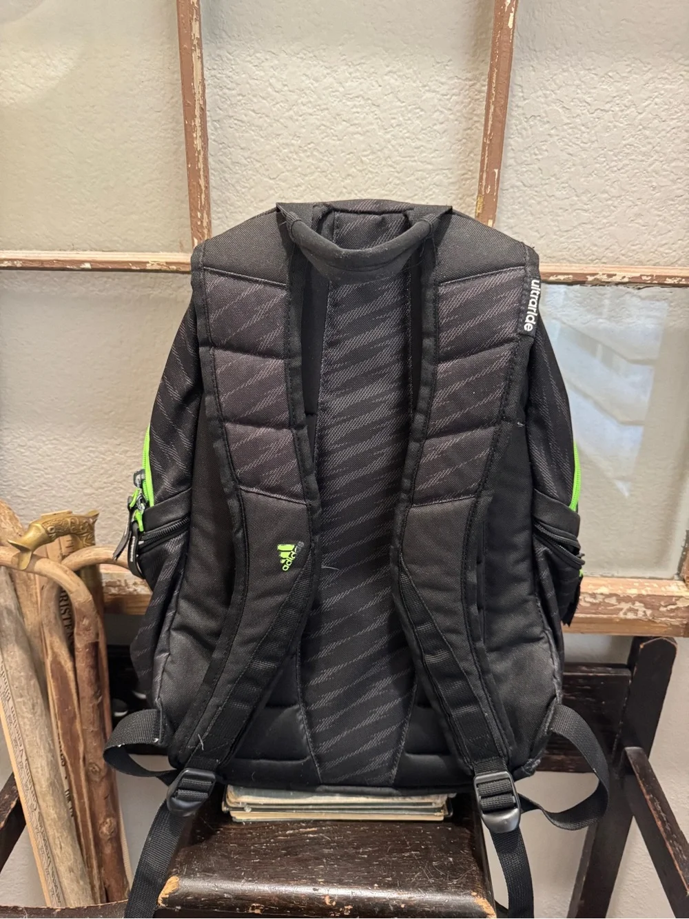 adidas Black Backpack with Neon Green Trim